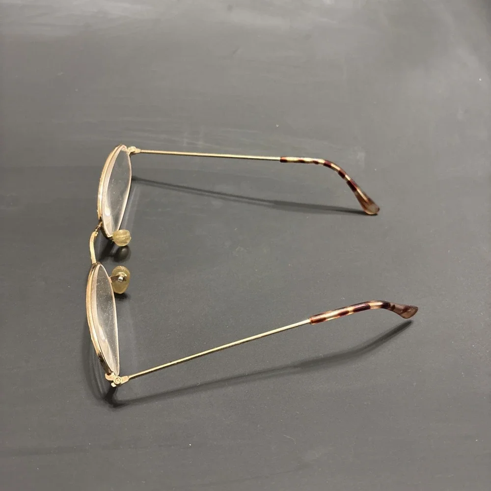 Gold Tone Metal Eyeglass Frames Small Oval Rectangle Tortoise Arms Frames Only